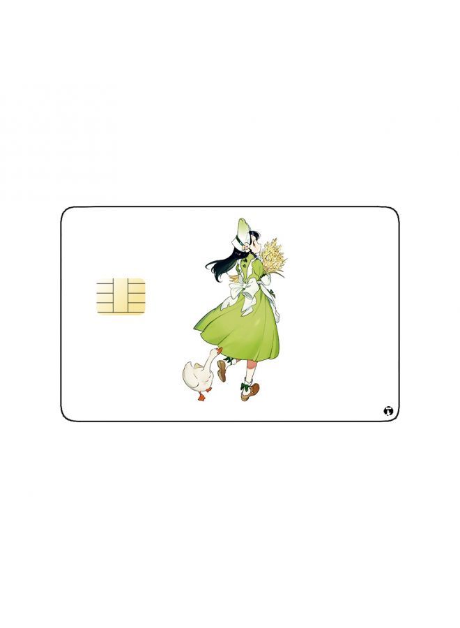 RKN PRINTED BANK CARD STICKER Cute Anime Girl In Green Dress  - Image 1