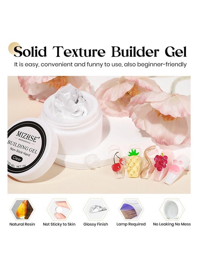 MIZHSE MIZHSE Solid Builder Gel for Nails, Non-Sticky Hard Gel Sculpting Gel, 3D Gel Nail Art Building Gel Carving Gel Modeling Gel Nail Extension Soak Off UV/LED Nail Art Salon Home DIY 15 g Clear  - Image 3