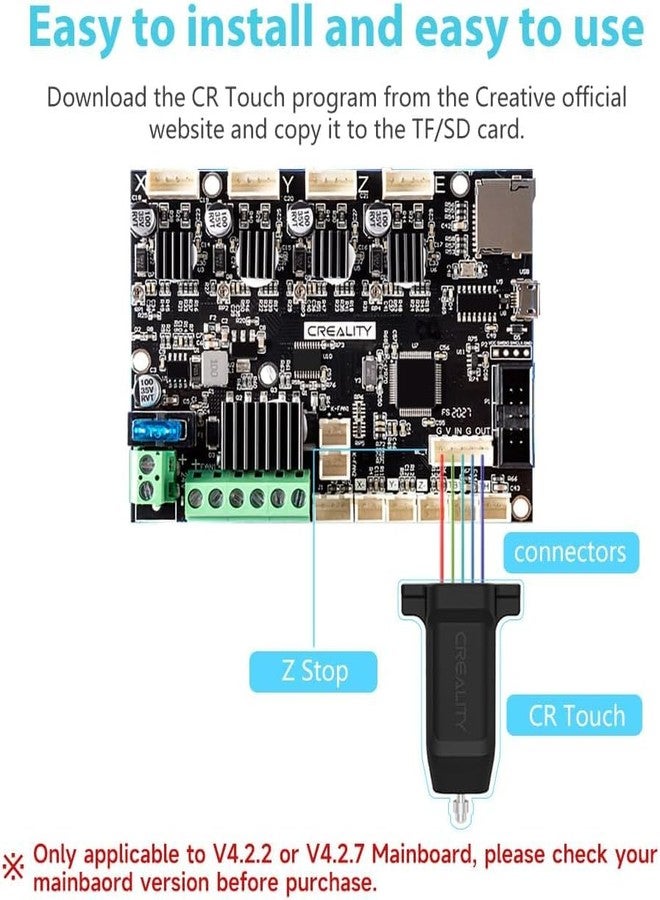 Comgrow Official Creality CR Touch Auto Bed Leveling Sensor Kit with 32 Bit V4.2.2 / V4.2.7 Mainboard and Metal Push Pin for Ender 3/Ender 3 V2/Ender 3 Pro/Ender 5 Pro/Ender 5/CR-10 3D Printer - Image 4