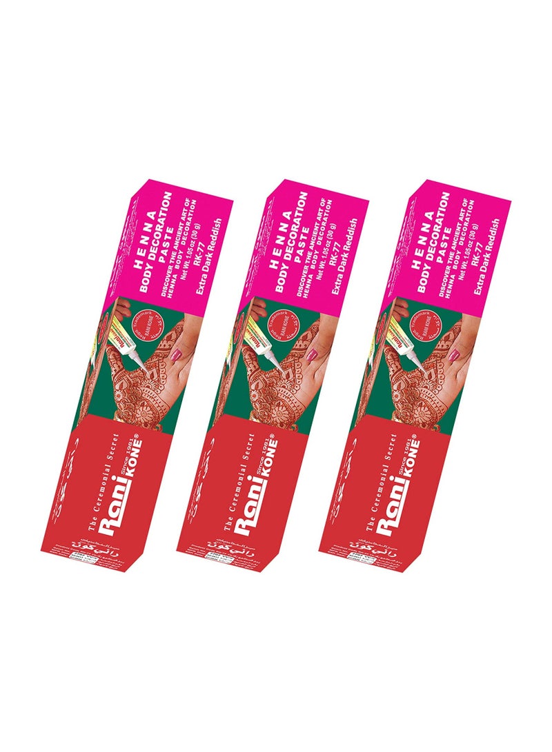 Rani Pack Of 3 Henna Body Decoration Paste RK-77 Sudani Extra Dark Reddish - Image 1
