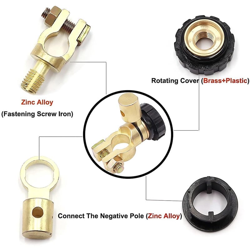 Khazna Battery Master Disconnect Cut Off Switch, 360 Degree Top Post Kill Switch, 6V 12V 24V Negative Post Marine Boat Car RV Saver, Power Shut Off Isolator, Black, 2 Pcs - Image 4