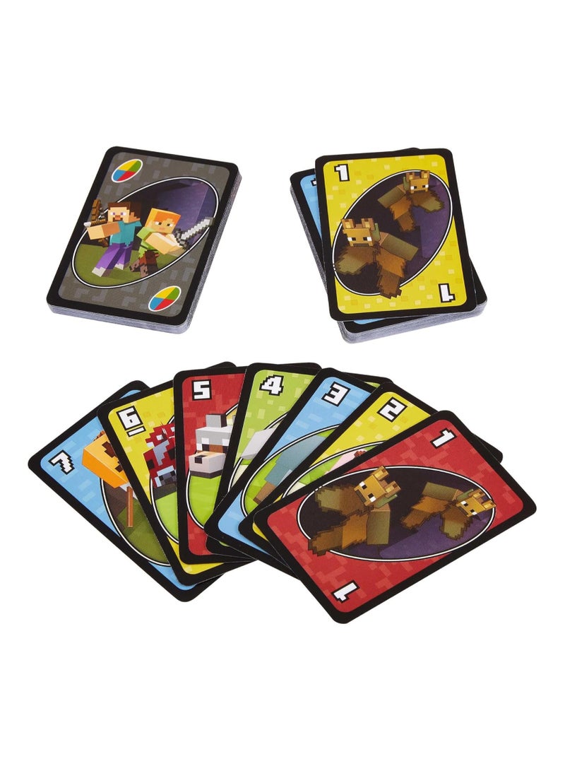 Uno Minecraft Illustrated Card Game with Special Creeper Action Card Game Rules Included 2-10 Players Children's Toy Age 7 and Above  - Image 4