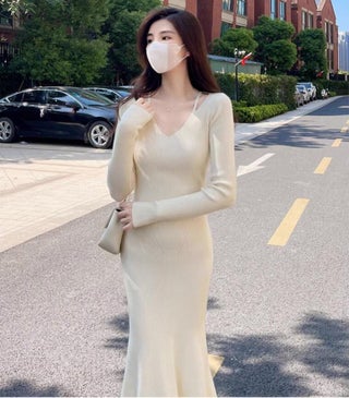 Quality Core Knit Dress Autumn/Winter French Style Waist-Fitted Long Dress Slimming Smooths Your Silhouette Base Layer Bottoming Apricot - pzsku/Z215E104B33527A01D443Z/45/1746233335/078e67a7-0b4f-469d-9c80-f1a576957daf