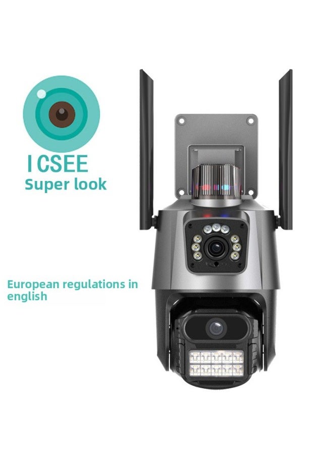 Generic 6.0million Xiongmai Icsee Surveillance Camera Wireless Wifi Outdoor Infrared Binocular Gun Ball Hd Camera-Body Color:European Standard English Icsee Monitoring Binocular Gun Ball + No Card  - Image 1