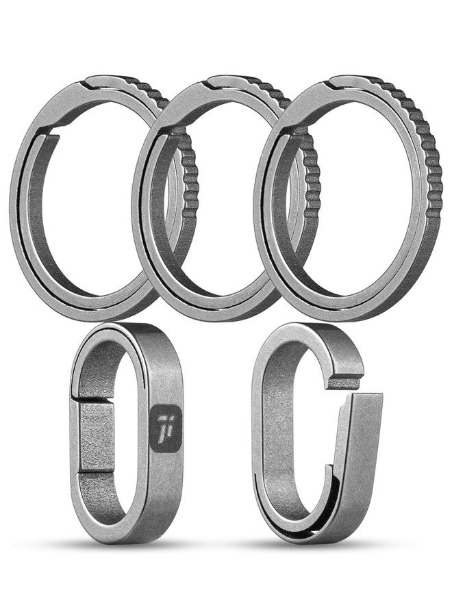 FEGVE Titanium Mini Key Chain Ring with 3 0.86in Titanium Side-Pushing Designed Keychain Rings for Men Women - Image 1