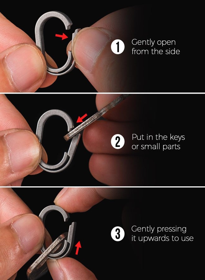 FEGVE Titanium Mini Key Chain Ring with 3 0.86in Titanium Side-Pushing Designed Keychain Rings for Men Women - Image 3