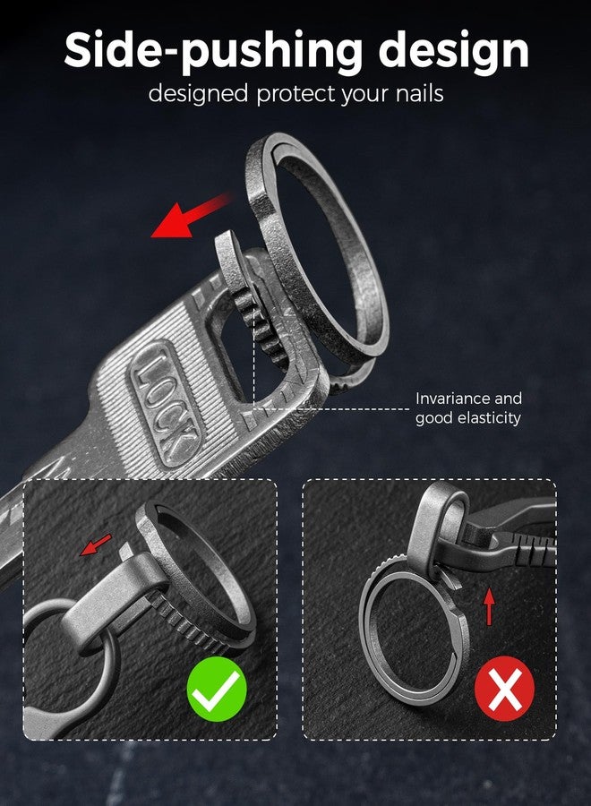 FEGVE Titanium Mini Key Chain Ring with 3 0.86in Titanium Side-Pushing Designed Keychain Rings for Men Women - Image 5
