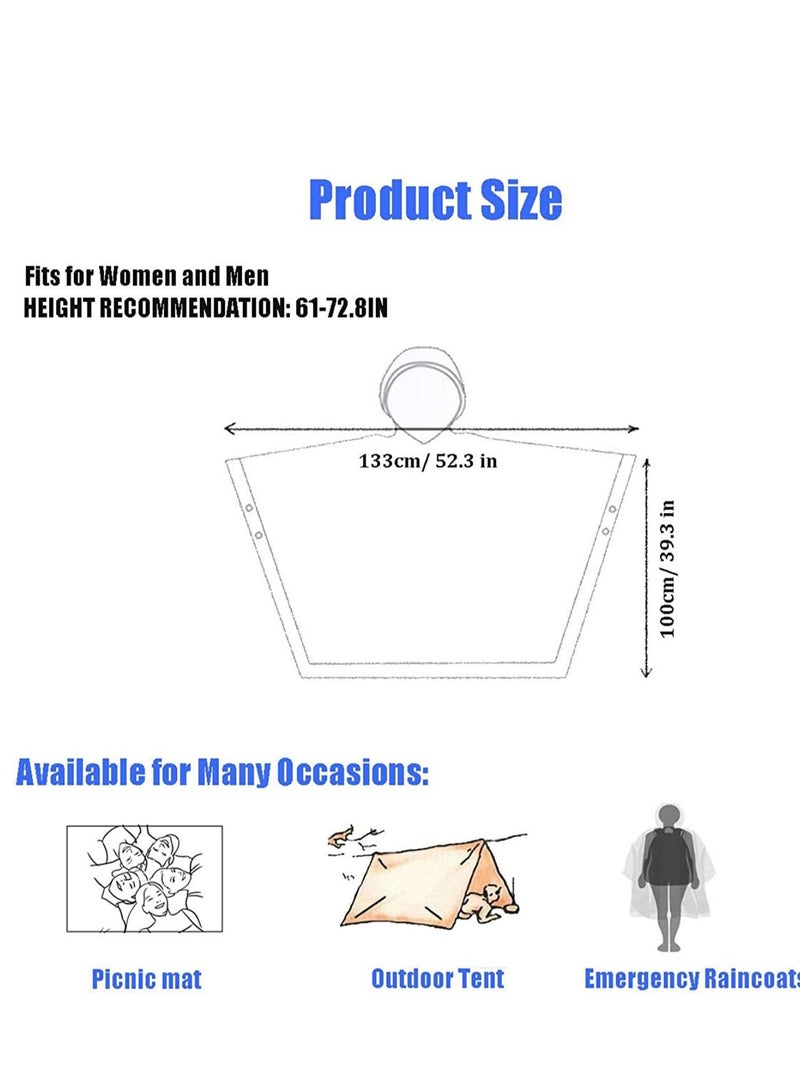 SYOSI Adult Raincoat, Rain Poncho, Portable EVA with Hood Reusable Coats Emergency Camping Survival Kits, Waterproof with Hoods and Sleeves Lightweight Jacket for Women Men - Image 5