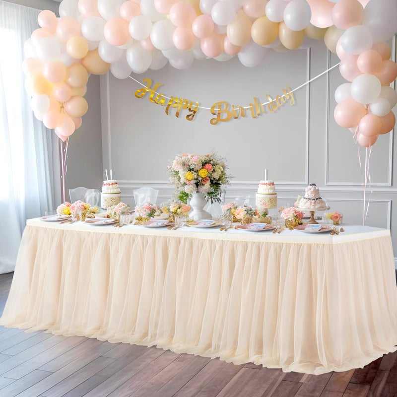 Suppromo تنورة طاولة تول شامبانيا لعيد الميلاد 6 قدم أقمشة تول شامبانيا لحفلات الزفاف وحفلات استقبال المواليد وحفلات الزفاف وحفلات الكعك - Image 2