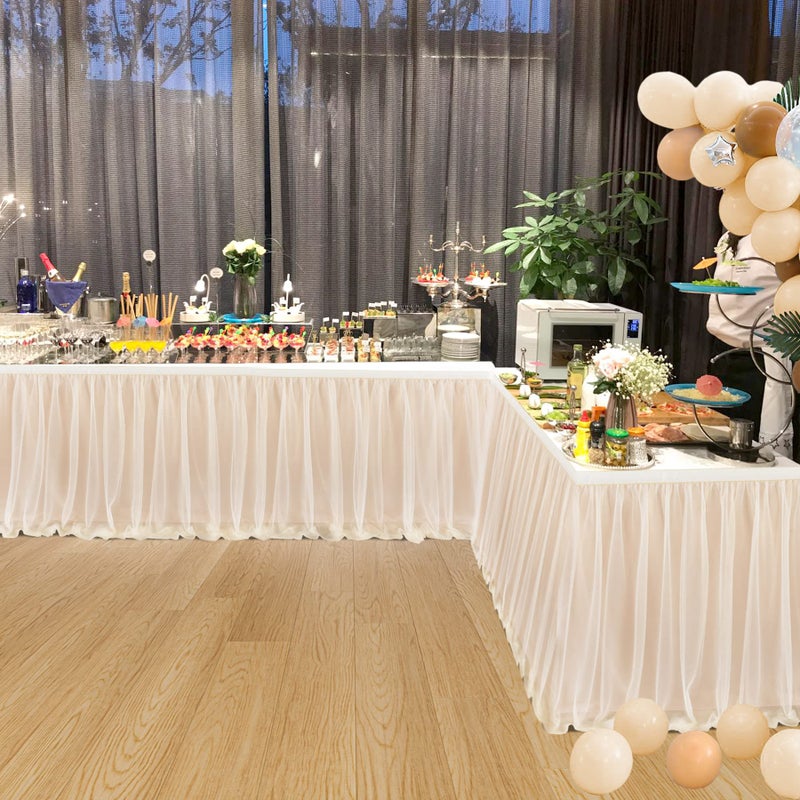 Suppromo تنورة طاولة تول شامبانيا لعيد الميلاد 6 قدم أقمشة تول شامبانيا لحفلات الزفاف وحفلات استقبال المواليد وحفلات الزفاف وحفلات الكعك - Image 4