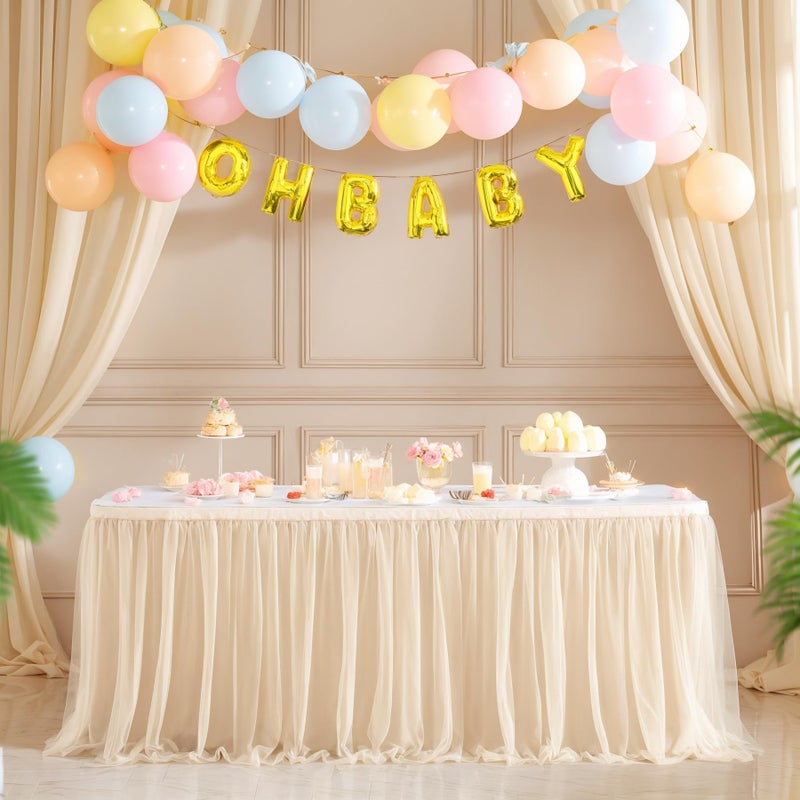 Suppromo تنورة طاولة تول شامبانيا لعيد الميلاد 6 قدم أقمشة تول شامبانيا لحفلات الزفاف وحفلات استقبال المواليد وحفلات الزفاف وحفلات الكعك - Image 3