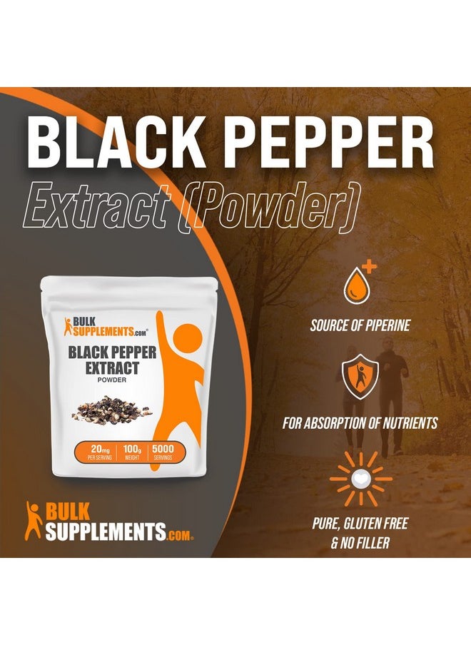 BULKSUPPLEMENTS.COM - Black Pepper Extract Powder 95% Piperine Black Pepper Supplements Piperine Extract Piperine Powder 20Mg Of Black Pepper Extract Per Serving (100 Gram 3.5 Oz) - Image 1