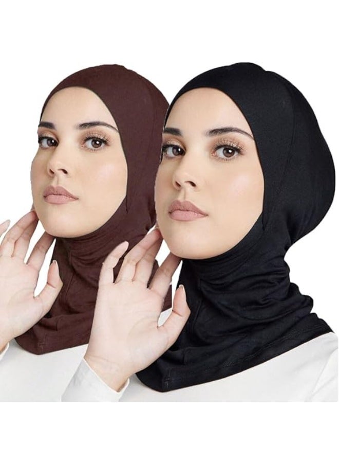 2PCS Solid Women's Muslin Hijab Sport Head Scarf Plain Under Scarf Muslimah Turban Caps Scarf Ramadan Accessory - Image 1