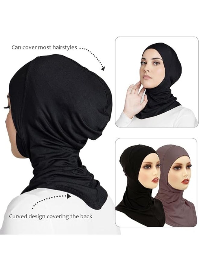 2PCS Solid Women's Muslin Hijab Sport Head Scarf Plain Under Scarf Muslimah Turban Caps Scarf Ramadan Accessory - Image 2