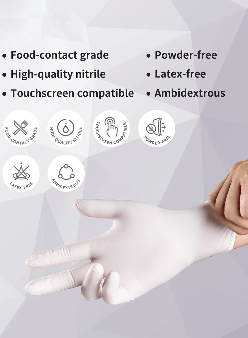 Disposable Nitrile Gloves, Latex-Free, Fully Textured, Extra Thick & Strong, Food Safe for Cooking, Tattooing, Painting, Automotive & Mechanics, Large Size (White)  - Image 4