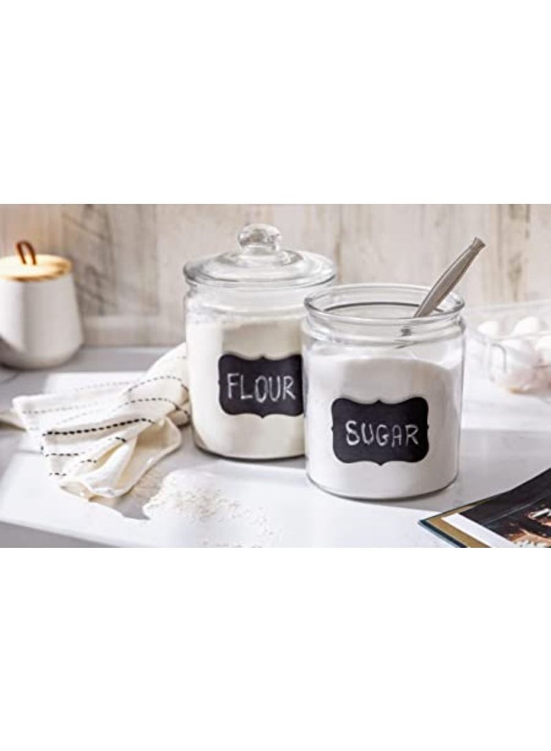 QUESERA Glass Kitchen Jars Food & Cookie Storage Containers for Pantry Bathroom Apothecary Canisters Airtight Lids Dishwasher Safe with Chalk and Labels 2 Litre Set of 2 - Image 3