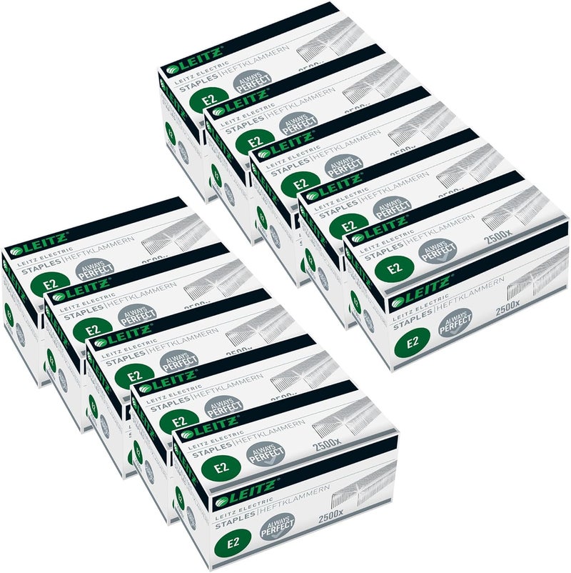 LEITZ Electric Staples E2 Galvanised 10 x Box of 2500 Staples 55690000 Fast & slow shipment compatible - Image 1