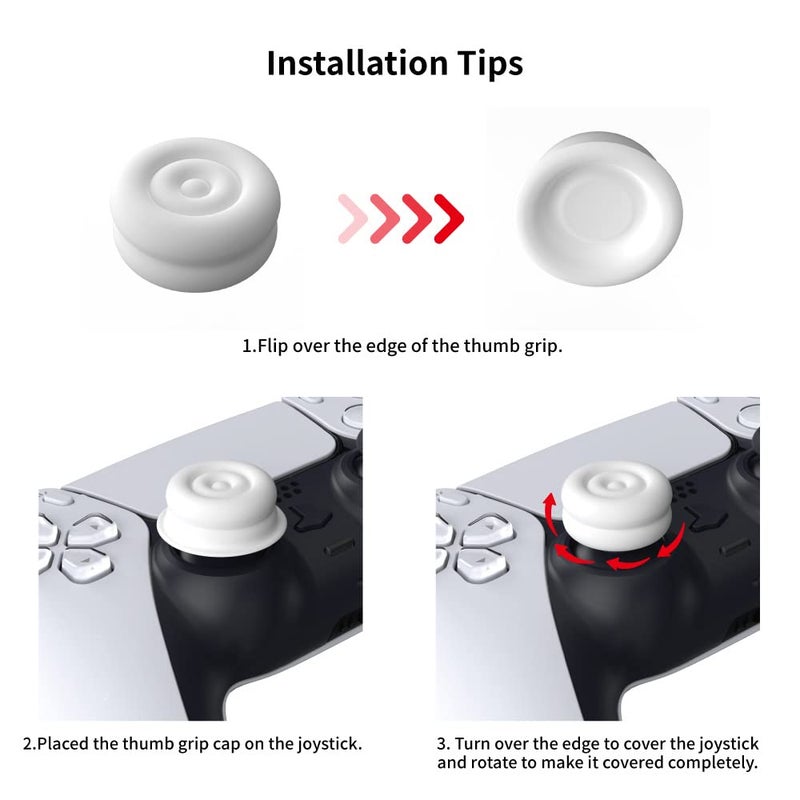 PlayVital Thumbs Cushion Caps Thumb Grips for ps5, for ps4, Thumbstick Grip Cover for Xbox Series X/S, Thumb Grip Caps for Xbox One, Elite Series 2, for Switch Pro Controller - Black - Image 4