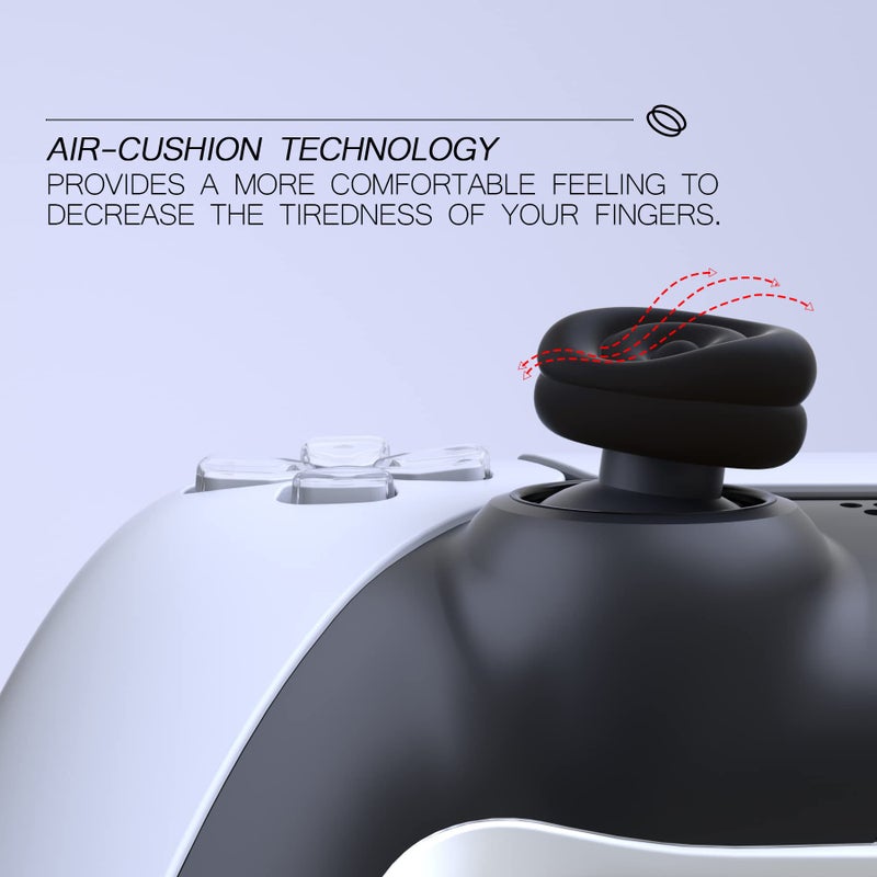 PlayVital Thumbs Cushion Caps Thumb Grips for ps5, for ps4, Thumbstick Grip Cover for Xbox Series X/S, Thumb Grip Caps for Xbox One, Elite Series 2, for Switch Pro Controller - Black - Image 2