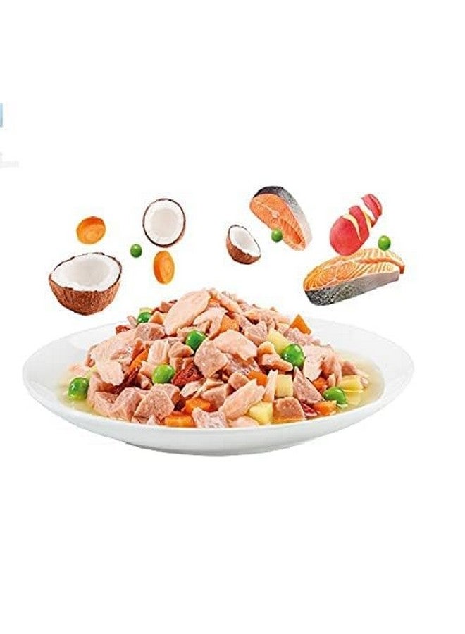 بتس إمباير طعام الكلاب الرطب من شركة PETS EMPIRE Moochie (85 جرامًا × 6)، وجبة جافي خالية من الحبوب، Beauty Skin & Coat مع السلمون والجزر والبطاطا الحلوة والبازلاء الخضراء، أطعمة مرق الكلاب عالية البروتين، وجبات غير نباتية للحيوانات الأليفة للكلاب والجراء - Image 3