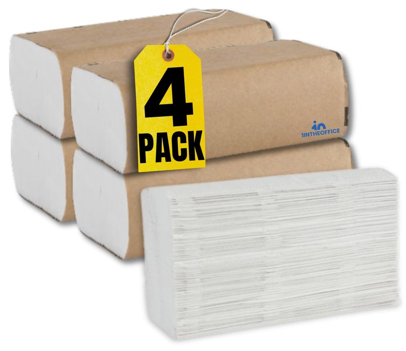 1InTheOffice Multifold Paper Towels, Paper Hand Towels for Bathroom, Folded Paper Towels, 1-Ply, 9" x 9.45", 250 Towels/Pack, 4 Pack - Image 1