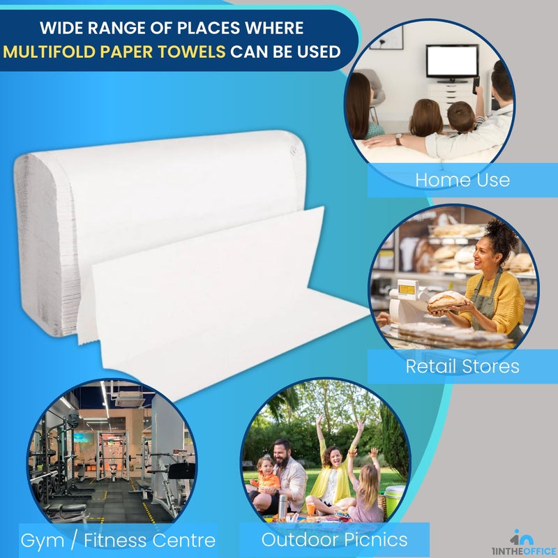 1InTheOffice Multifold Paper Towels, Paper Hand Towels for Bathroom, Folded Paper Towels, 1-Ply, 9" x 9.45", 250 Towels/Pack, 4 Pack - Image 4