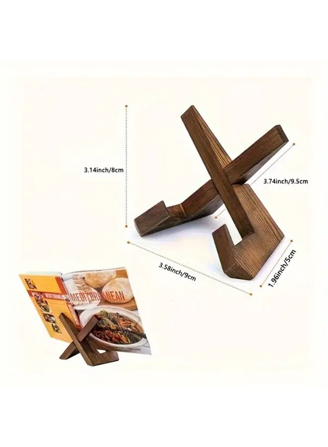 Large Brown Wooden Recipe Rack For Kitchen Display Desk Shelf Modern Home Decor - Image 3
