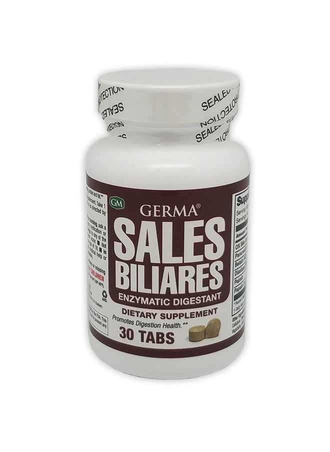 Germa Bile Salts Natural Dietary Supplement. Enzymatic Digestant. Aids in The Digenstion of Starch, Protein and Fat. 30 Tablets. Pack of 3  - Image 2