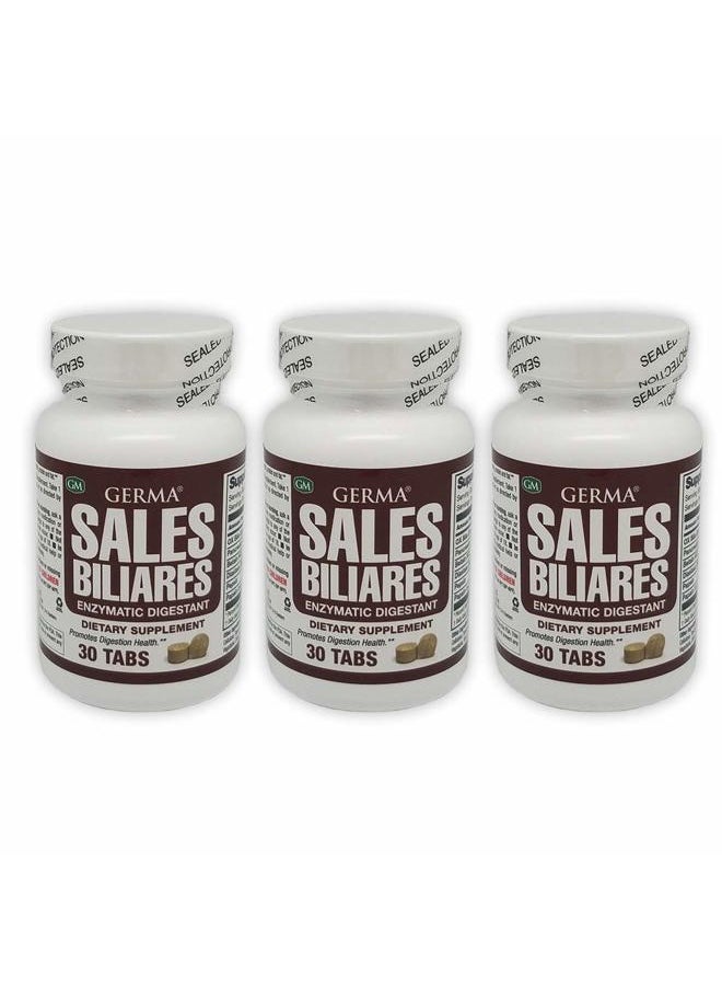Germa Bile Salts Natural Dietary Supplement. Enzymatic Digestant. Aids in The Digenstion of Starch, Protein and Fat. 30 Tablets. Pack of 3  - Image 1