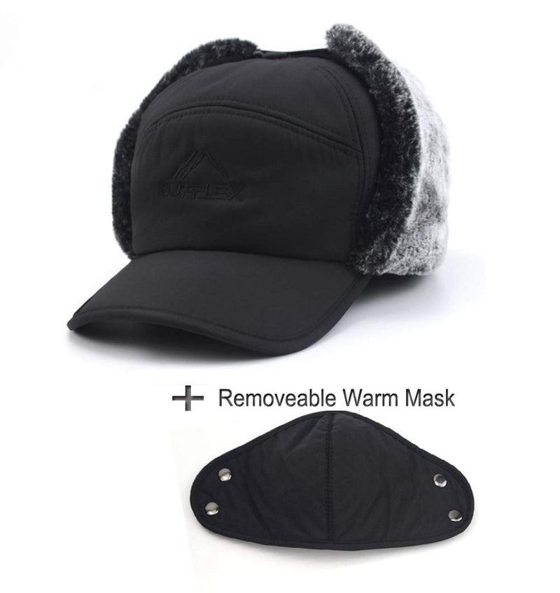 MioCloth Baseball Cap Hat with Brim Outdoor Water Resistant Windproof Winter Warm Balaclava Cover Ushanka Earflap Fur Baseball Hat Holiday Travel Birthday Gift for Men Women Teen Junior Boy Girl Black - Image 3