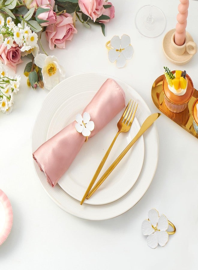 APTWOW Spring Flower Napkin Rings Set of 12 - White and Gold Floral Metal Napkin Holder, Farmhouse Napkin Rings for Easter Wedding Birthday Party Banquet Spring Table Decorations - Image 4