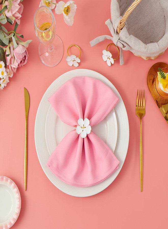 APTWOW Spring Flower Napkin Rings Set of 12 - White and Gold Floral Metal Napkin Holder, Farmhouse Napkin Rings for Easter Wedding Birthday Party Banquet Spring Table Decorations - Image 3