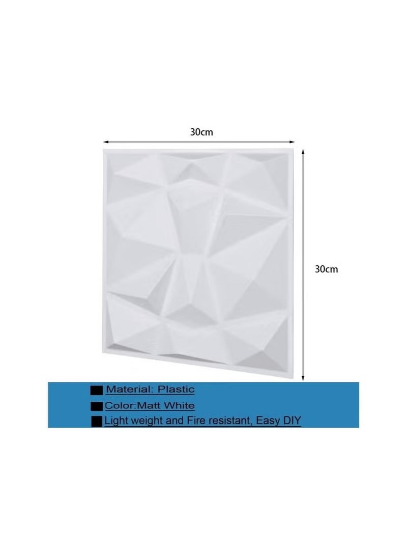 هايدو ١٢ لوحات ثلاثية الأبعاد للجدران، ورق حائط ثلاثي الأبعاد من نوع PVC بتصميم الماس، تغطية جدارية ديكورية، كل لوح بحجم ٣٠x٣٠ سم - Image 2