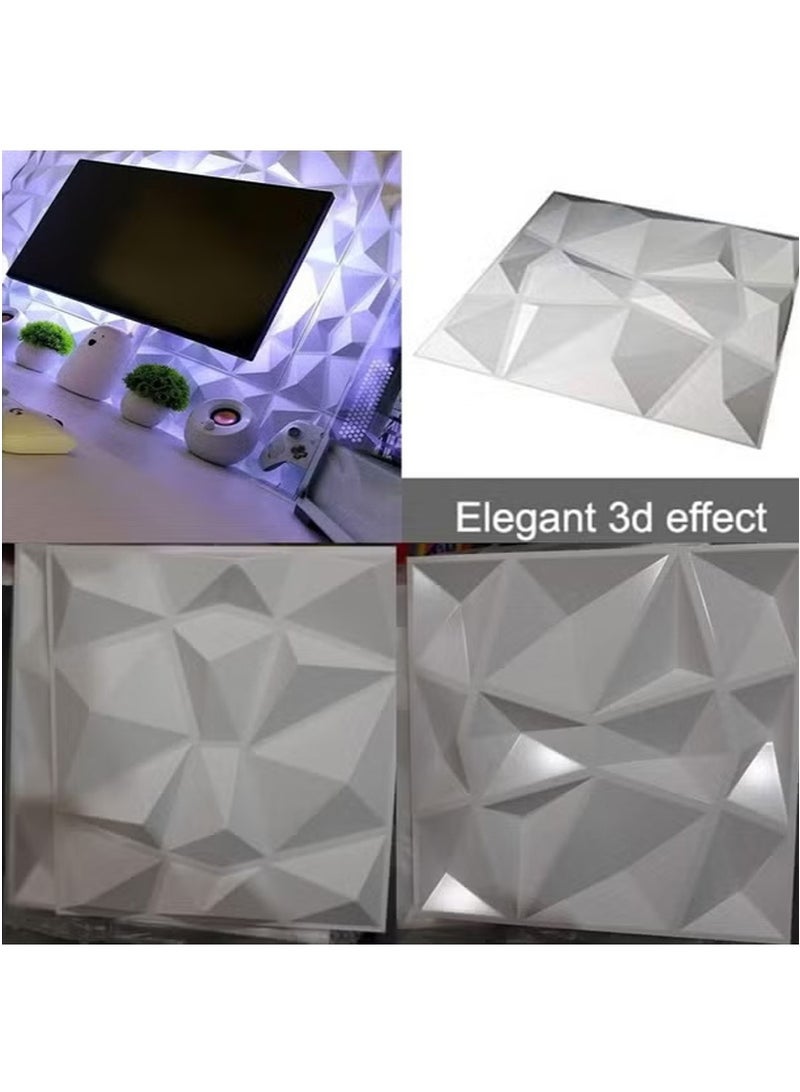 هايدو ١٢ لوحات ثلاثية الأبعاد للجدران، ورق حائط ثلاثي الأبعاد من نوع PVC بتصميم الماس، تغطية جدارية ديكورية، كل لوح بحجم ٣٠x٣٠ سم - Image 3