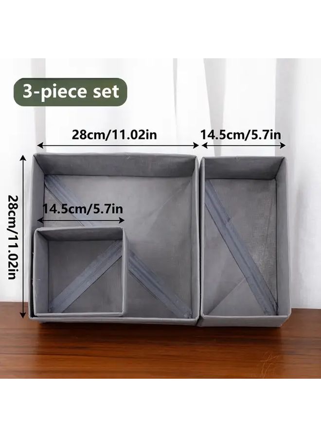 3 Piece Foldable Fabric Storage Set For Socks Bras And Underwear Drawer Organizer Boxes - Image 3