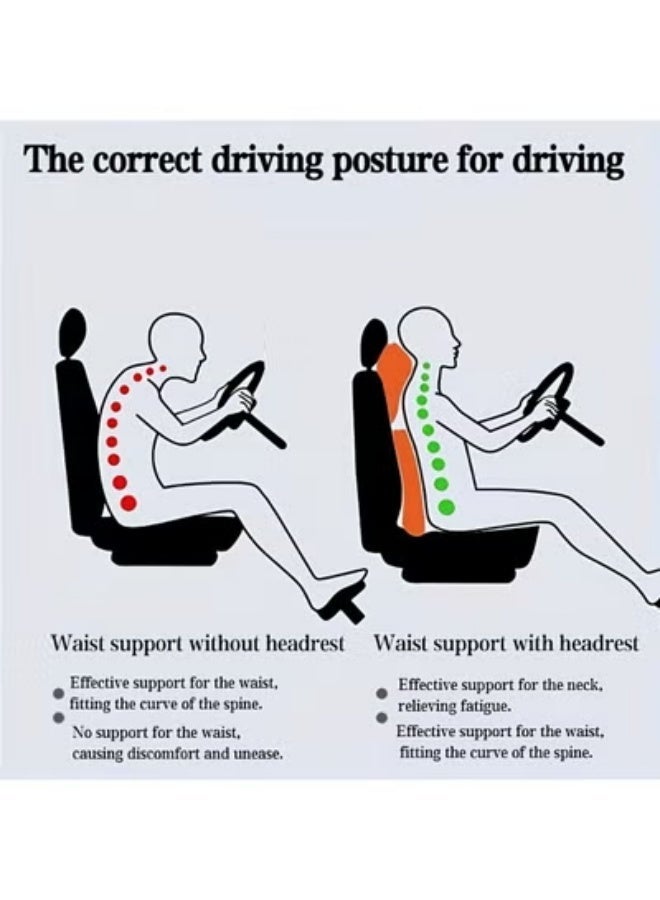 2pcs Car Pillow,Lumbar Support Pillow And Car Headrest Neck Pillow，Ergonomic Design Memory Cotton Headrest And Back Car Waist Pillow，Car Back Support Pillow Set（black） - Image 3