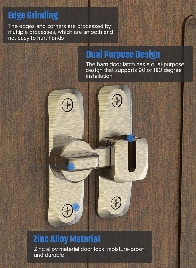 MeBantoo 90/180 Degree Flip Barn Door Lock, Protect Privacy - Security Door Latch, Small Gate Latches Hardware for Barn, Garden, Bathroom, Cabinet, Window, Sliding Door (Bronze-1PC) - Image 5