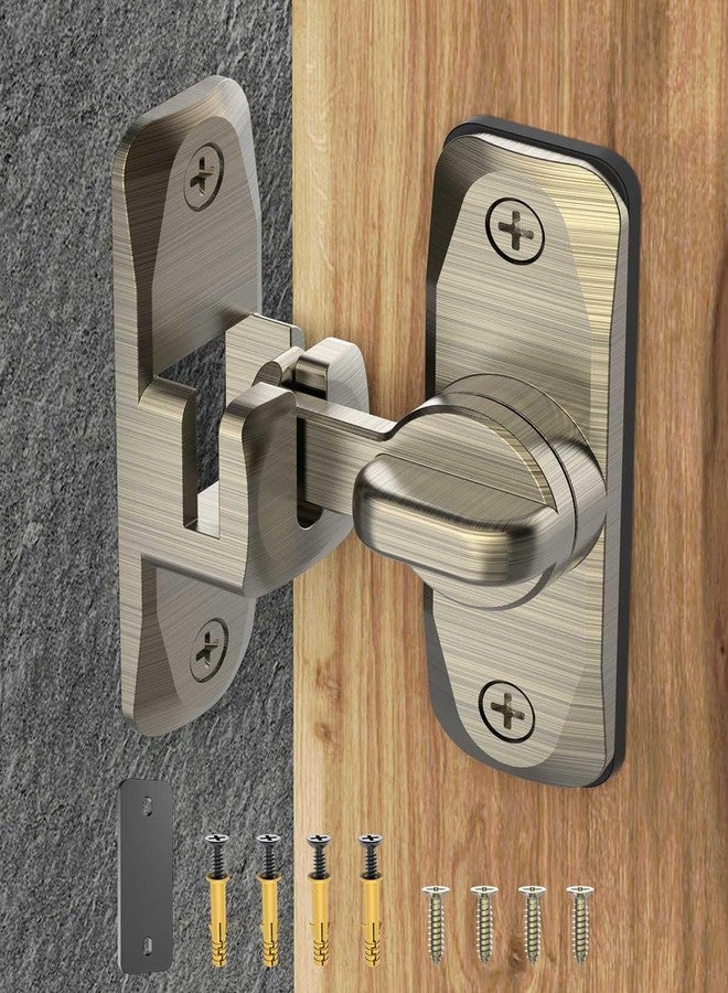 MeBantoo 90/180 Degree Flip Barn Door Lock, Protect Privacy - Security Door Latch, Small Gate Latches Hardware for Barn, Garden, Bathroom, Cabinet, Window, Sliding Door (Bronze-1PC) - Image 1
