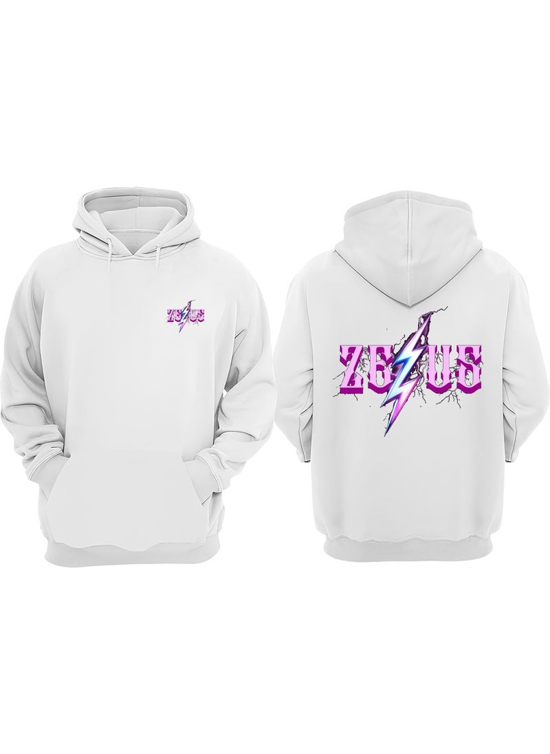 The Wert - Zeus Lightning Design Front Back Printed Regular Fit White Sweatshirt - Image 1
