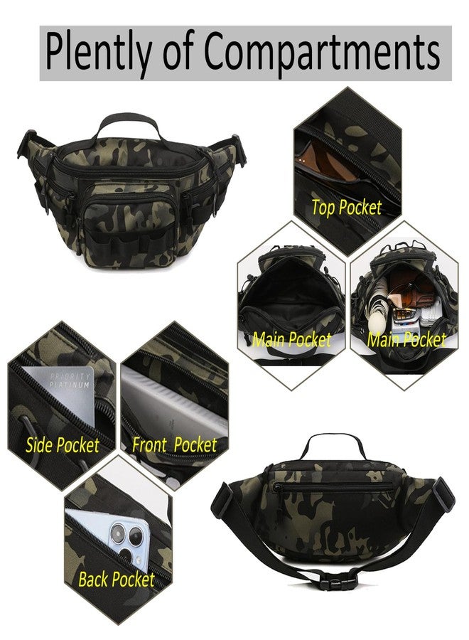 Aocmpxs Tactical Fanny Pack,Small Fishing Tackle Bag Water-Resistant Military Waist Bags Portable Fishing Storage Waist Packs for Outdoor Fly Fishing Hiking Climbing with 2 PCS Mini Carabiners (Black) - Image 4