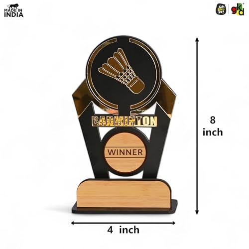 Gift Kya De Wooden & Acrylic Sports Winner Trophy - Badminton - Ideal for Awards & Celebrations - Image 3