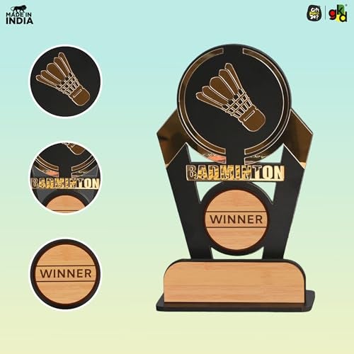 Gift Kya De Wooden & Acrylic Sports Winner Trophy - Badminton - Ideal for Awards & Celebrations - Image 5