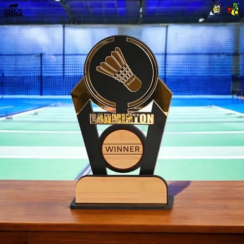 Gift Kya De Wooden & Acrylic Sports Winner Trophy - Badminton - Ideal for Awards & Celebrations - Image 2
