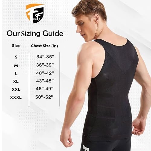 FirstFit Nylon Abs Abdomen Compression Slimming Tummy Casual Style Tucker Vest, Underwear Shapewear Slim Body Shaper For Men - Black (Large) - Image 5