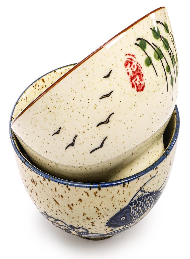 Nagpew 6 Pack Retro Ceramic Bowls, 4.5 Inch Japanese Chinese Bowl, 11 Oz Serving Dinner Set for Cereal, Salad, Dessert, Ice Cream, Rice, Noodles, Soup, Fruit, Dishwasher Microwave Safe - Image 3