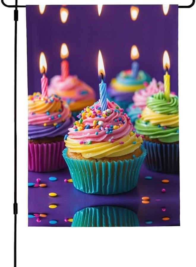 Double Sided Colorful Cupcakes Garden Flag 28x40 Inch Outdoor Yard Decor Spring Summer - Image 1