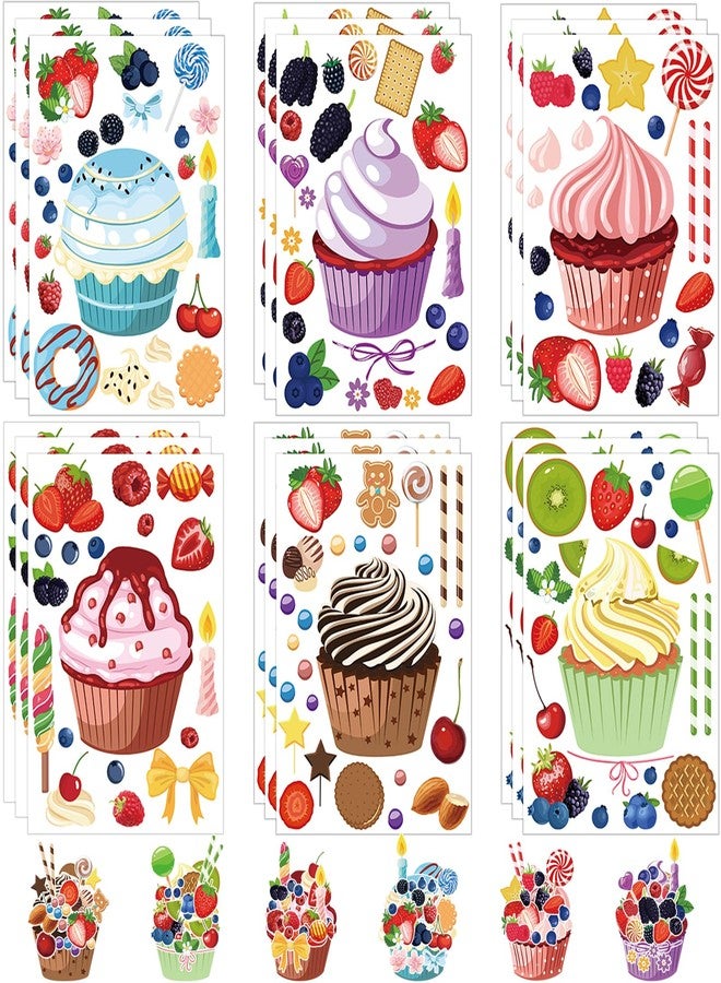 Atiloy 30 Sheets Tea Party Stickers Game for Kids Cute Make Your Own Cupcake Stickers Sweets and Fruit Treats Party Supplies for Classroom Ice Cream Birthday DIY Art Crafts Decor - Image 1