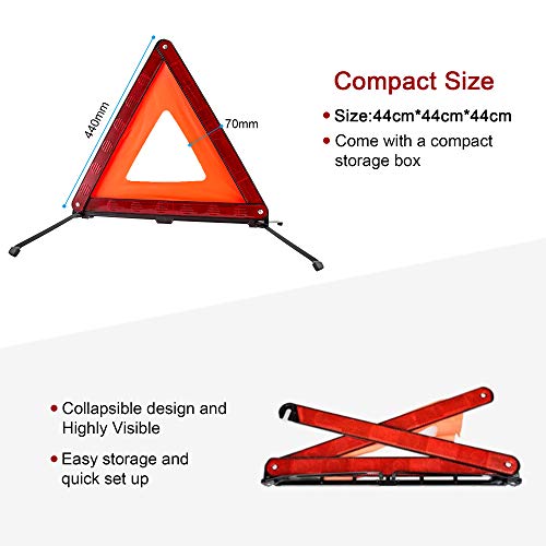 XOOL Triple Warning Triangle Emergency Warning Triangle Reflector Safety Triangle Kit Suitable for Roadside Emergencies, 3-Pack - Image 2