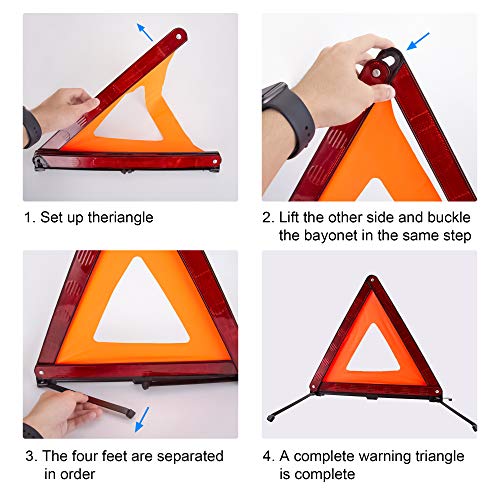 XOOL Triple Warning Triangle Emergency Warning Triangle Reflector Safety Triangle Kit Suitable for Roadside Emergencies, 3-Pack - Image 4