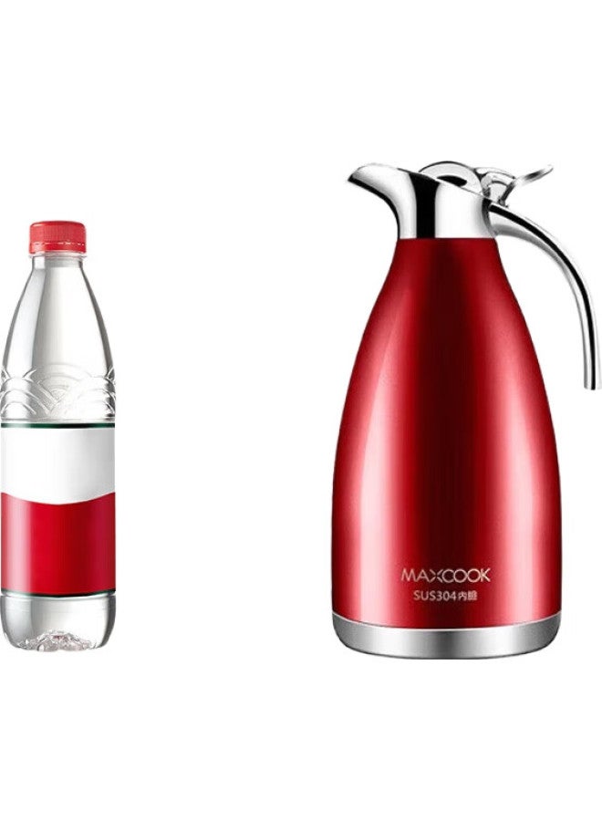 MAX COOK Maxcook Insulated Thermos, Household Red Hot Water Kettle, Wedding New Year 304 Stainless Steel Vacuum Hot Water Bottle, Large Capacity 2L - Image 2